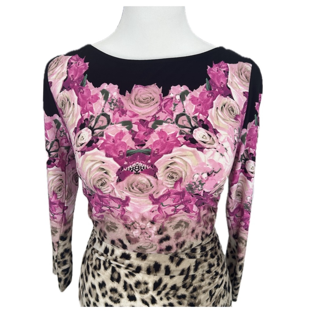 Boston Proper Floral Cheetah Print Combo Dress